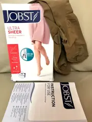 Jobst Sheer Compression Knee Stockings 20-30 mmHG Closed Toe Suntan Small Petite