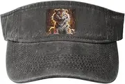 [RLDOBOFE] Sun Visor Hat Adjustable Empty Top Baseball Cap Cartoon Tiger Sun Hats for Women Men Sports Hats Summer Beach Cap