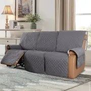 Recliner Sofa Cover for 1/2/3 Seater with Pocket, Slipcovers Reversible Washable Elastic Adjustable Strap for home,Grey