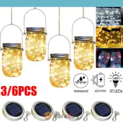 Mason Jar Solar Lights 3/6 Pack 20 LED Outdoor Solar Lights, Solar Fairy String