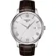 【TISSOT】Tradition 羅馬經典大三針石英腕錶-銀x咖啡/42mm 送行動電源(T0636101603800)