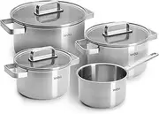 Woll Steel 7-Piece Induction Cookware Set, Suitable for All Hobs, Made of Corrosion-Resistant Stainless Steel, Dishwasher Safe
