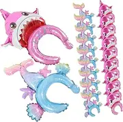 WOONEKY Pcs Mermaid Shark Shape Balloon Headbands Decorative Headbands for Birthday Party Favors Inflatable Party Hairbands Boys and Girls Cartoon Design Hairband Photo Props