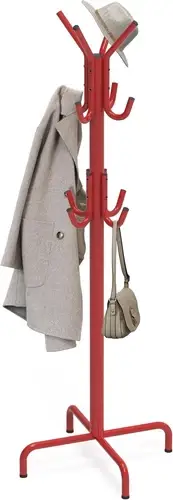 Simplehouseware Coat Rack Stand, 12 Hooks Metal Coat Stand, Red