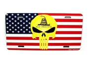 AMERICAN FLAG GADSDEN SKULL DON'T TREAD ON ME Metal Novelty Car License Plate
