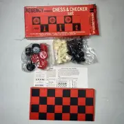 Regency Compact Chess And Checkers Set Whitman Vintage 57 Pieces 7.5” Board b19