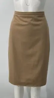 Max Mara Fall Winter 2015 Genuine Camel Beige Straight Skirt sz 12 NWT
