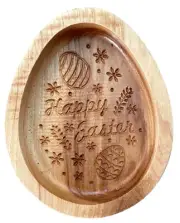 Easter Egg Shaped Engraved Wooden Tray By Doortex