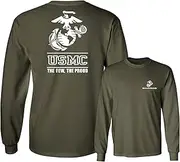 [Lucky Ride] Marines USMC The Few The Proud White Emblem F&B Long Sleeve T-Shirt