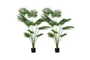 SOGA 2X 180cm Artificial Natural Green Fan Palm Tree Fake Tropical Indoor Plant Home Office Decor