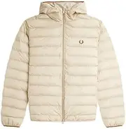 [Fred Perry] Mens J4565 Hooded Insulated Jacket Coat in Oatmeal - Medium, Oatmeal, M