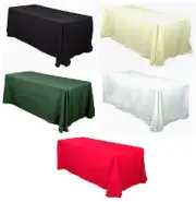 10 Rectangle 90"x132" Polyester Tablecloths 6ft Banquet Table Cover 12 Colors