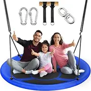 Everyfun 43" Saucer Tree Swing for Kids Adult, Waterproof Flying Saucer Swing with Adjustable Hanging Straps, Swing Seats for Backyard Outdoor Indoor Playground, Blue