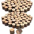 150Pcs Rustic Wooden Table Place Card Holder Menu Number Name Stand Photo Clip