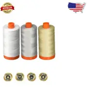 Ultimate 50WT Mako Cotton Thread Set - Machine Washable, 3 Spools of 1422 Yds