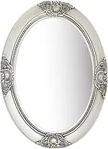 Baroque Style Wall Mirror 50x70 cm Silver - Ornate Vintage Decorative Oval Frame for Bathroom, Living Room, Elegant Decor with Wood and Glass