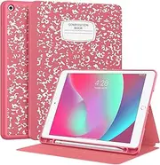 Supveco Case for iPad 9th/8th/7th Generation 10.2 inch (2021/2020/2019 Model) with Pencil Holder, Premium Folio Stand Case with Auto Wake/Sleep,Soft TPU Back Shell Cover for iPad 10.2 Inch-Watermelon