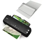 A4 Paper Hot Laminator Office/Business/Home w/100 Plastic Pouch Laminating Sheet