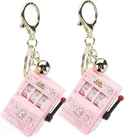 [Healvian] 2Pcs Mini Slot Machine Keychain Fun Handheld Game for Adults Party Favors Portable Design for Unicorn Bell Models