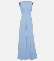 [Emilia Wickstead] Emilia Wickstead Whitney wool crêpe flared jumpsuit AU 14 blue