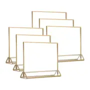 4x6 Inch Clear Acrylic Sign Holder, 6 Packs Table Menu Stands Gold Borders