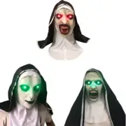 Halloween Mask Scary Nun Mask with Glowing Eye Halloween Headwear