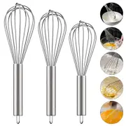 3 Pack Stainless Steel Whisk Set 6 Wire Whisks 8/10/12 Inch Kitchen BAN