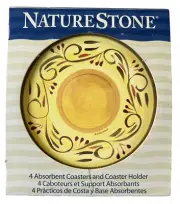 Naturestone “Italian Villa” Absorbent Coasters Set of 4 w Holder