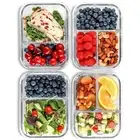 Glass Meal Prep Containers, 2 & 3 Compartments - Portion Control, Lunch Conta...