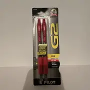 PILOT G2 Premium Gel Roller Smooth Ball Pen Fine Point RED Ink 2 pack Refillable