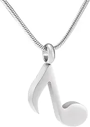 KETIME Stainless Steel Music Note Memorial Jewelry with Ashes Free Engravable Cremation Urn Necklace for Ashes