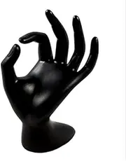 Meoly-AU Resin OK Ring Display Hand Shape Ring Organizer Stand Holder Jewelry Organizer Storage Showcase Hanger Tower Mannequin Rack for Bracelets Watch Necklaces (Black Painting)