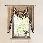ELKCA Thick Chenille Window Curtains Valance for Living Room Coffee Waterfall Valance for Bedroom,Rod Pocket, W39 inches, 1 Panel