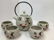 5pc Ceramic Chinese Tea Set Teapot, strainer, 4 Cups Plum Blossoms?