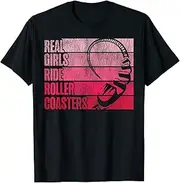 [X.Style] Roller Coaster Girl Retro Vintage Real Girls Ride Roller ds1307 T-Shirt Black