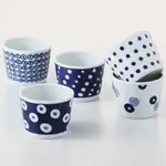 【日本西海陶器】 藍丸紋湯吞杯-5入組《WUZ屋子》