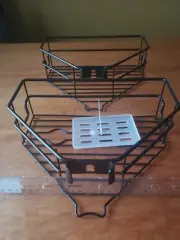 2 Black Shower Caddy Corner Shower Basket Shelf/Organizer Storage, 1 w soap tray