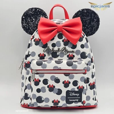 Loungefly Disney Minnie Mouse Glitter Ears Mini Backpack New