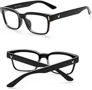 [TECH-LINE-DIRECT FASHION ACCESSORIES] Black Large Square Frame Glasses Retro Style Optical Clear Lenses Unisex 2019, black, Einheitsgröße