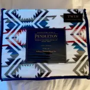 Pendleton White Southwestern Multicolor Twin Flannel Sheet Bedding Set NWT