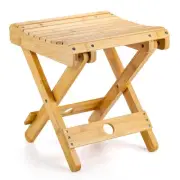Bamboo Folding Step Stool - 12 Inch Bamboo Shower Bench Stool Spa Bath Seat C...