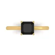 1.0Ct Asscher Cut Natural Onyx Solid 14K/18K Gold Solitaire Engagement Ring