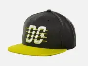 DC Shoes Velton Mens Wool Blend Charcoal Yellow Snapback Hat Ball Cap NWT NEW
