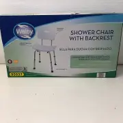 Welby Shower Chair with removable Back rest, adjustable legs, wide seat. New