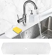 YOKONICO Sink Splash Guard, 61x14cm Kitchen Foldable Faucet Handle Drip Catcher, Silicone Drying Mat for Kitchen & Bathroom Countertop Protect, Drip Protector Splash Countertop (Light White, 61cm)