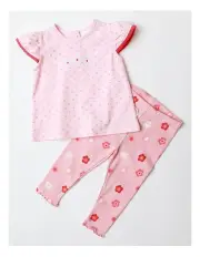 [Sprout] Floral Spot Charm Top and Legging Set in Blush