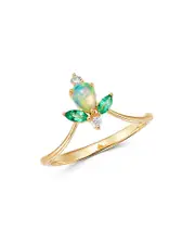 Bloomingdale's Fine Collection Opal, Emerald & Diamond Ring in 14K Yellow Gold