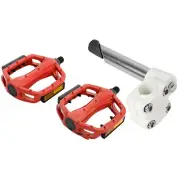 PRO+ 4-Bolt 22.2mm BMX Stem White & Alloy Pedals 1/2 in Red
