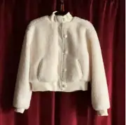 Becca Tilley Bar III Teddy Bomber Jacket Off-White/Size M / NWT