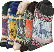 [Kvatppe] 5 Pairs Thick Warm Wool Knit Boots Socks for Women, Women Wool Socks Winter Soft Cozy Crew Socks